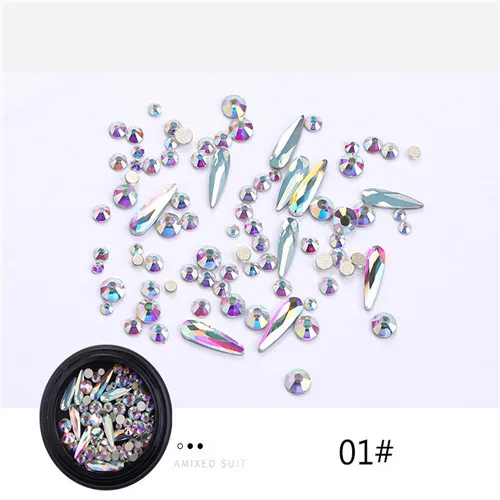 NEW 3D Nail Art Diamond Rhinestones Square Drop Heart Decals Wheel For Nail Tips Decorations DIY Nail Accessories