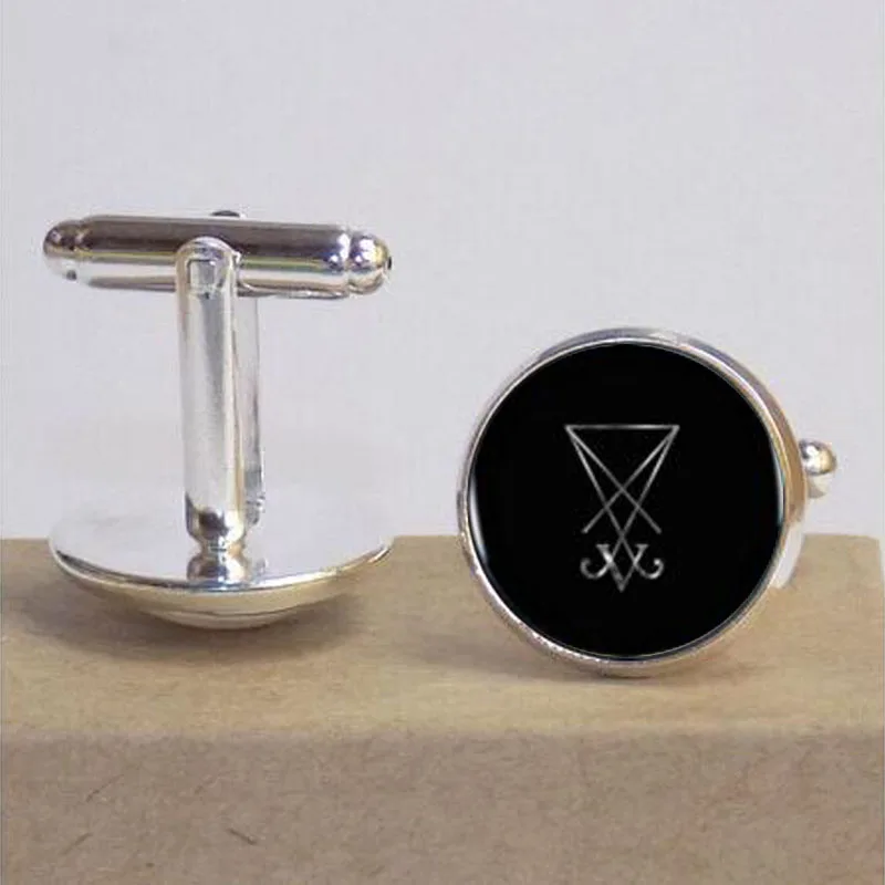 

Glass Dome Bronze Sigil of Lucifer Art Picture Vintage Cufflink Statement Cufflinks Cheap Jewelry Collar Colgante Small Gift