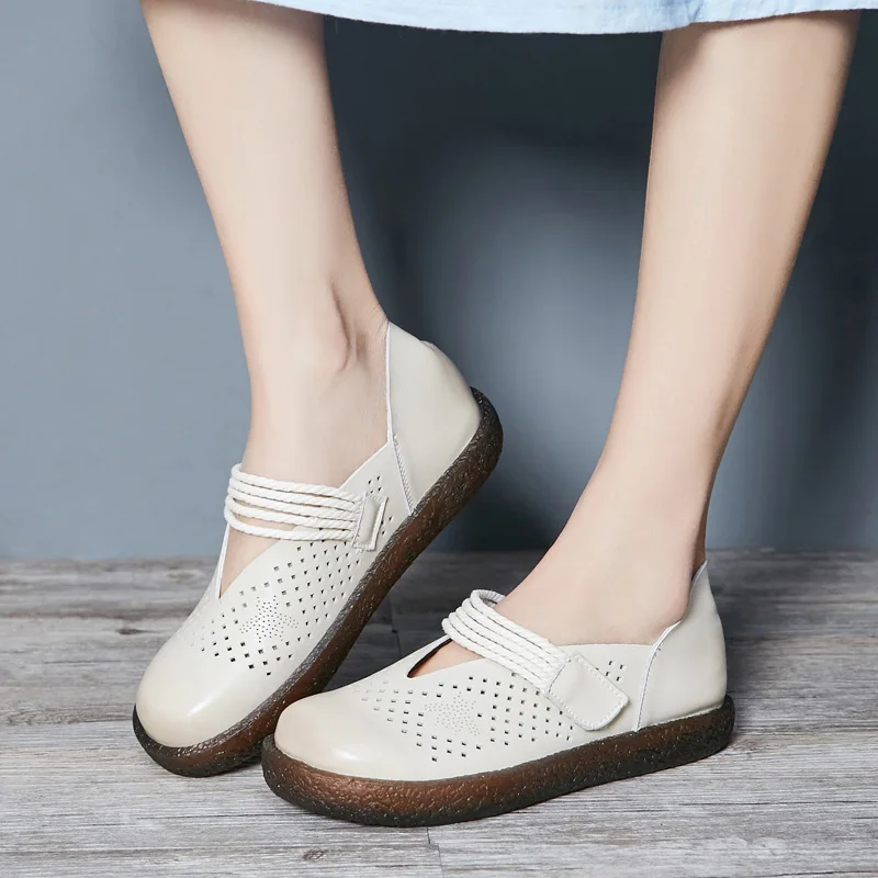 Appartements Fretwork Chaussure Black Femme Talons De Véritable Femmes Am9115 Woopoem 1 beige Chaussures Janes Mary Creux Bas Cuir Étanche En 8OqZnXgU