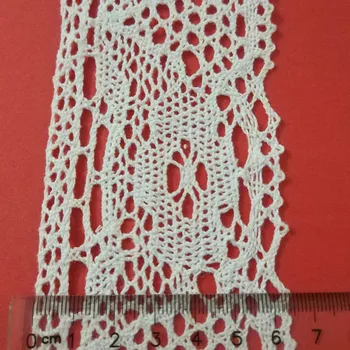 

50Yards Crocheted Lace Trim White Cotton Crocheted Fabric Lace Clothes Home Textiles Apparel Sewing Lace Fabric 6.5CM Width