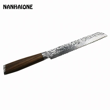 

NANHAIONE 8 inch bread knife 67 layer Damascus stainless steel kitchen knife high quality cake knife and zebra wood handle CL076