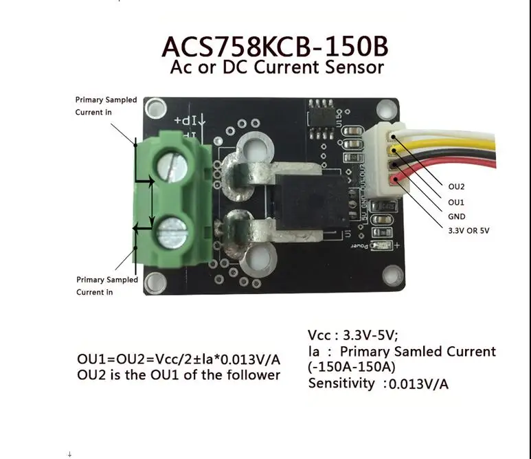 

ACS758KCB-150B AC and DC Current Sensor module