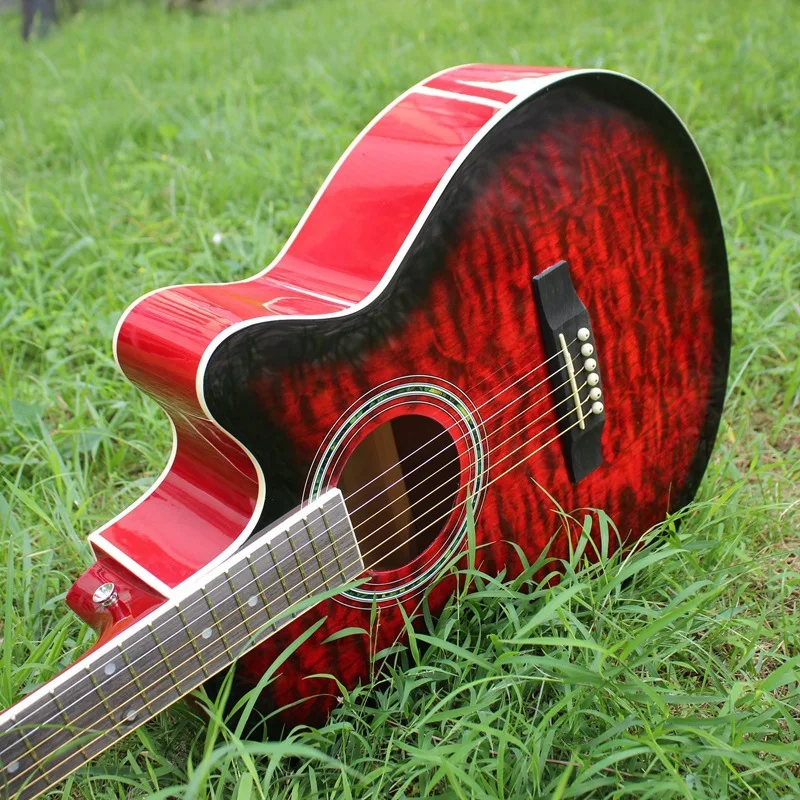 40-17 guitars 40 inch red flame maple Acoustic Guitar Rosewood Fingerboard guitarra with guitar strings Musical instrument 