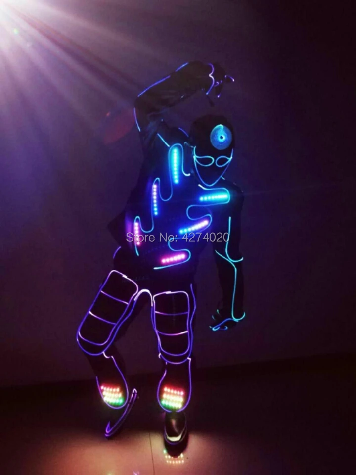 

IED programming led costume stage show light up suit robot dance performance show clothing glowing light change costumes