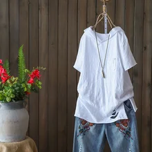 Moda china ropa mujer blusas verano 2019 Vogue camisa destruido mujer Vintage camisa estilo chino ropa mujer TA1569