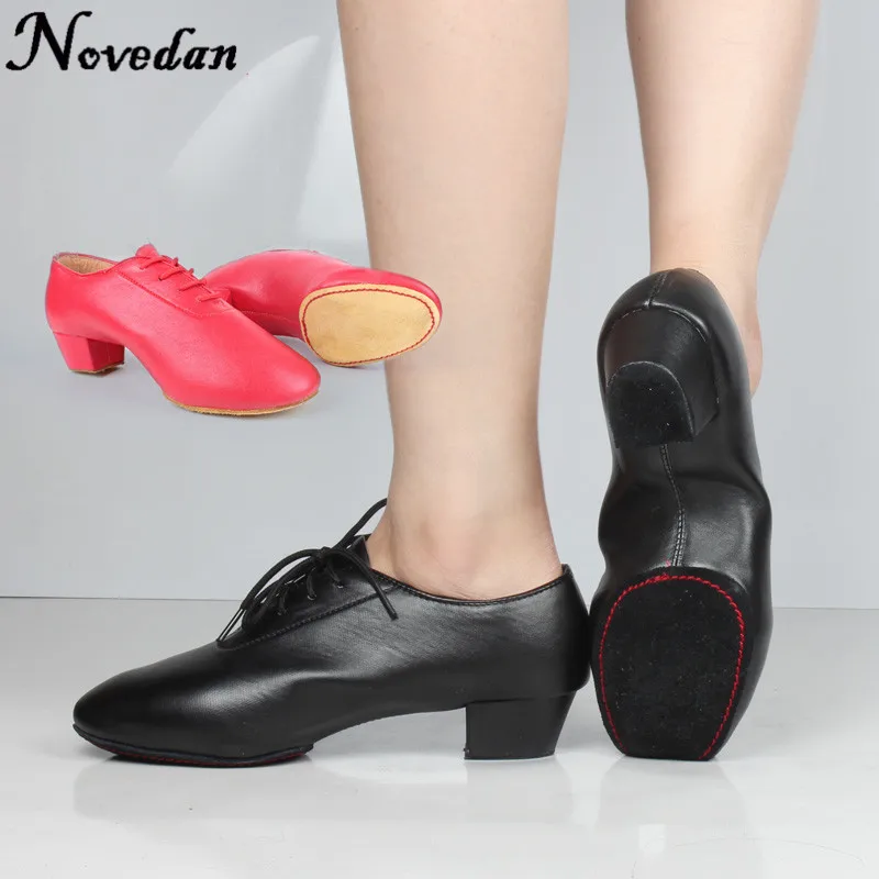 

Men Latin Dance Shoe Red Black Split Sole Professional Dancesport Modern Tango Salsa Shoes Big Plus Size