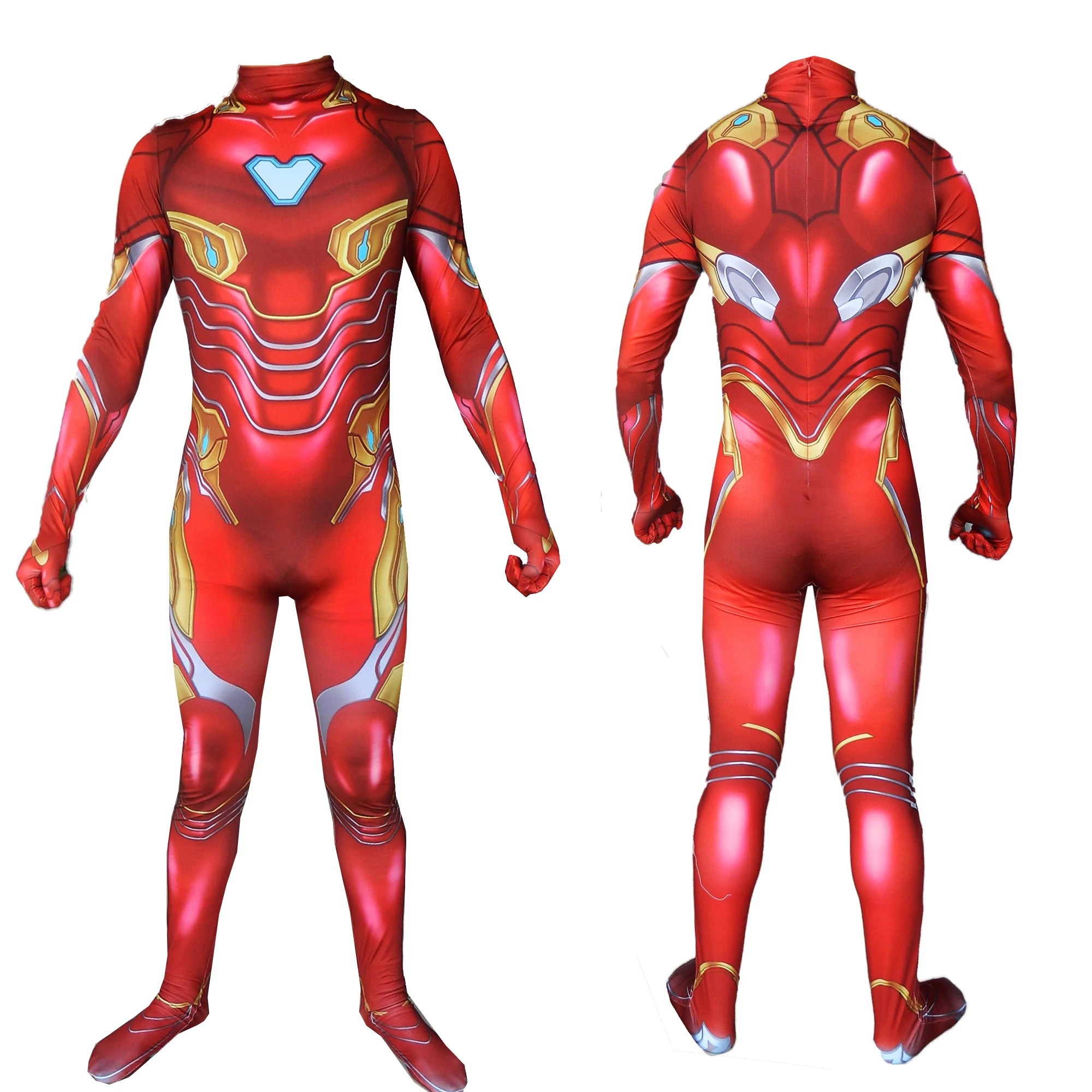 Kids Adult Iron Man Tony StarkCosplay Costume Jumpsuit Bodysuit Kids and Adult Ironman Avengers Endgame Tights Zentai Bodysuit