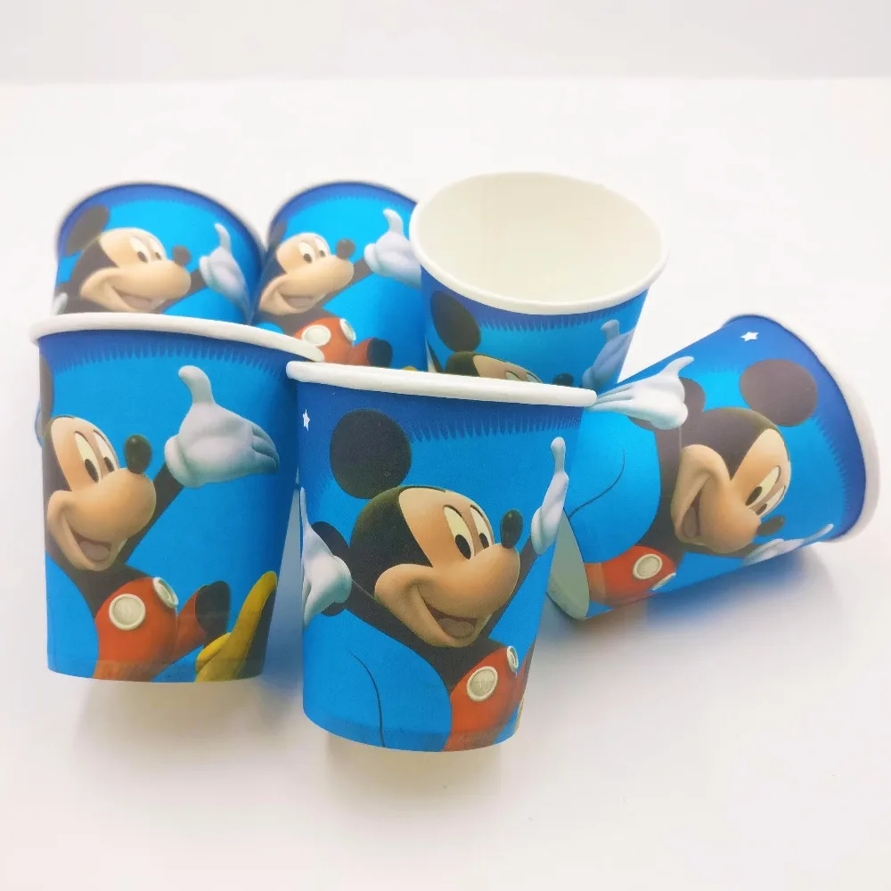 

10pcs/set Mickey Mouse Party Decoration Disposable Tableware Boy Paper Cups Pattern Kids Pink Them Party Supplies