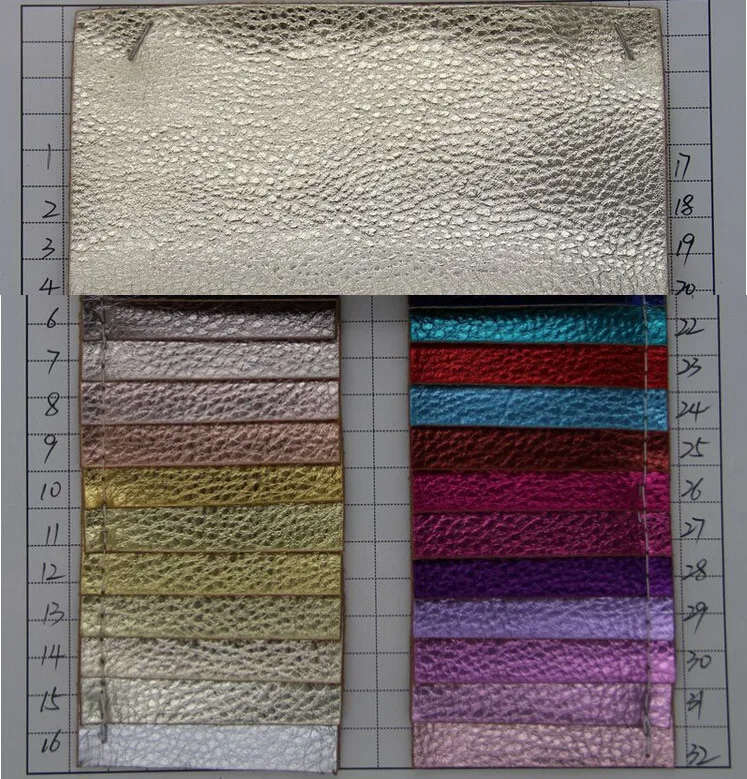 

Metallic shinny embossed PU leather bags handbags material / metal film litchi embossed synthetic leather / faux leather