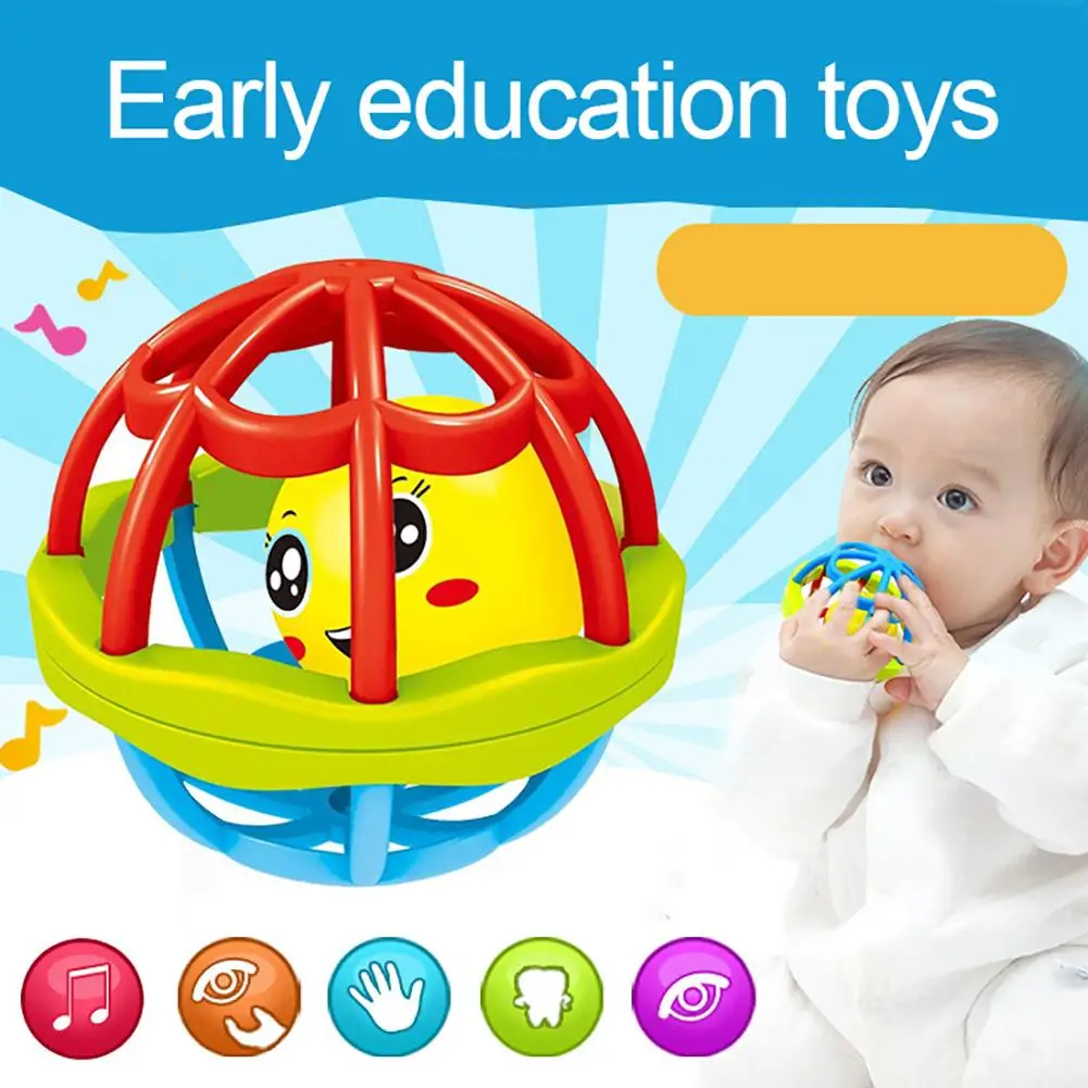 

Baby Teether Rattle Toy Intelligence Grasping Gums Hand Bell Funny Hollow Gift