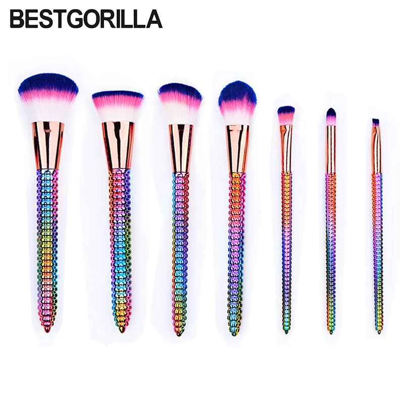 New 7pc/set Corn cob Makeup Brushes Set Colorful Cosmetic Foundation Eyshadow Blusher Powder Blending Brush beauty tools kits