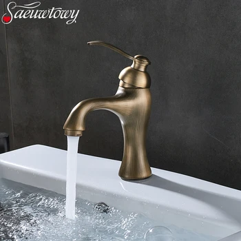 

Antique Bathroom Basin Faucet Single Handle Faucets Hot and Cold Water Mixer Faucet Without Cover
