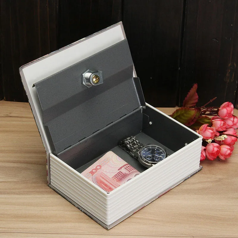 Book Safes Fun Simulation Key Lock Book box Metal Steel Cash Secure Secret Hidden Piggy Bank Storage Box(Size 18*11.5*5.5cm