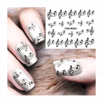 WUF 1 Sheet Watermark Feather Note Stickers Nail Art Water Transfer Tips Decals Beauty Temporary Tattoos Tools 8592