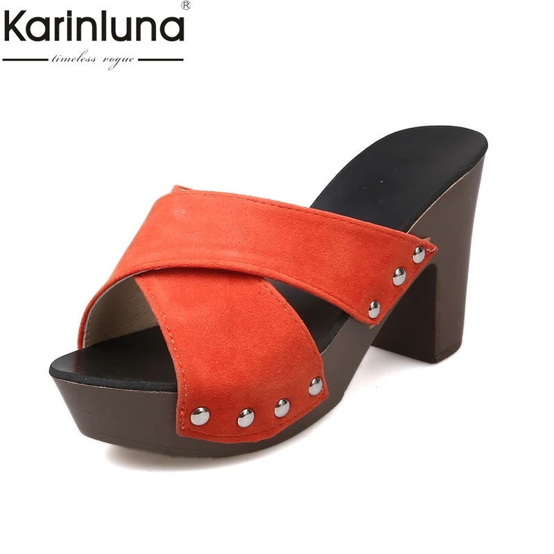

KarinLuna Sexy platform high heels women comfortable shoes summer fashion elegant woman shoes flip flops Mules shoes slippers