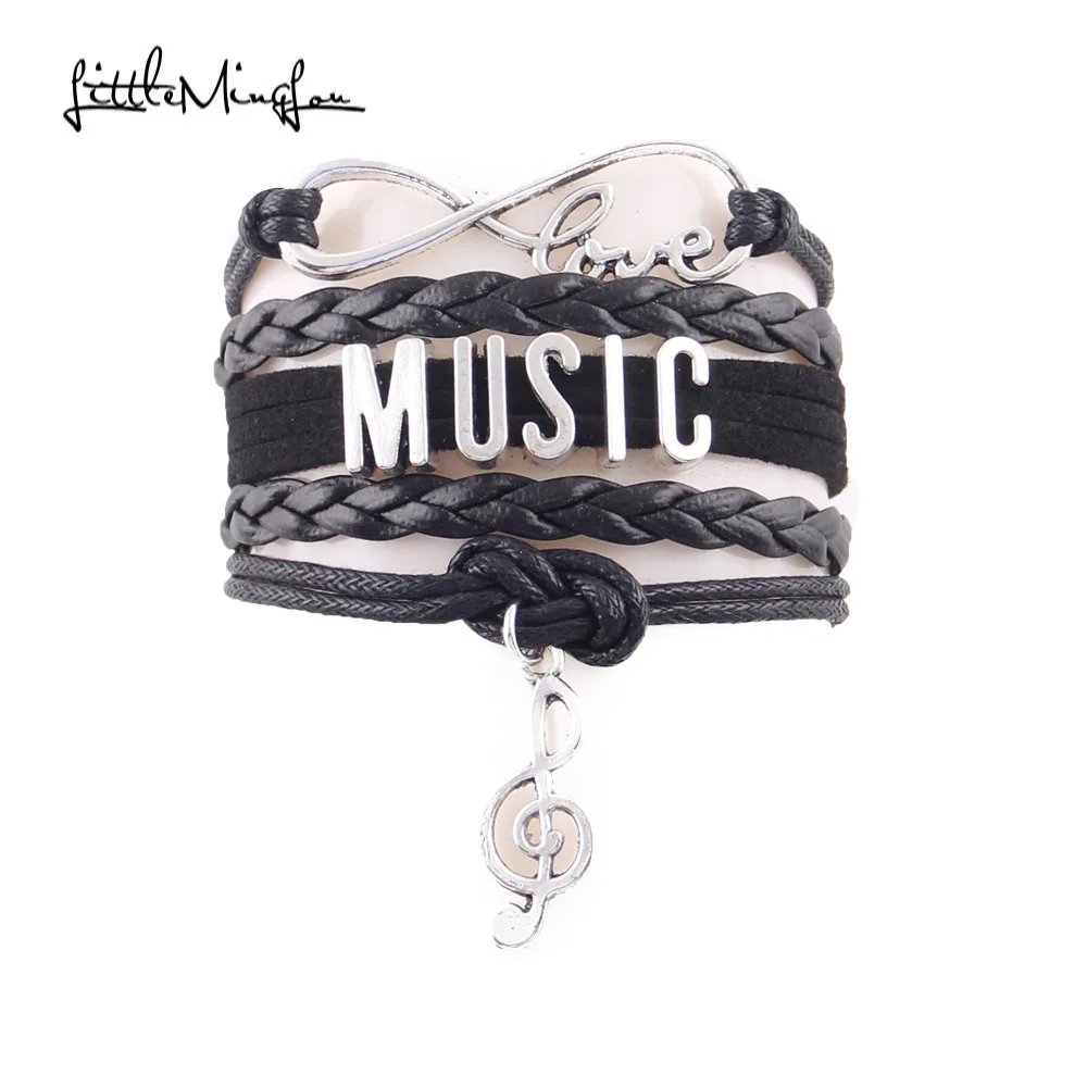 Infinity Love Letters ID Music Women Bracelet Stacks Note Charm Leather Wrap Bracelets & Bangles Women Men Jewelry bracelet jewelry,leather bracelets