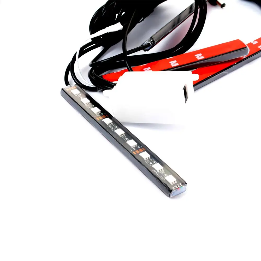 

4x 9LED car styling Remote Control Colorful RGB Car Interior Floor Atmosphere Light Strip