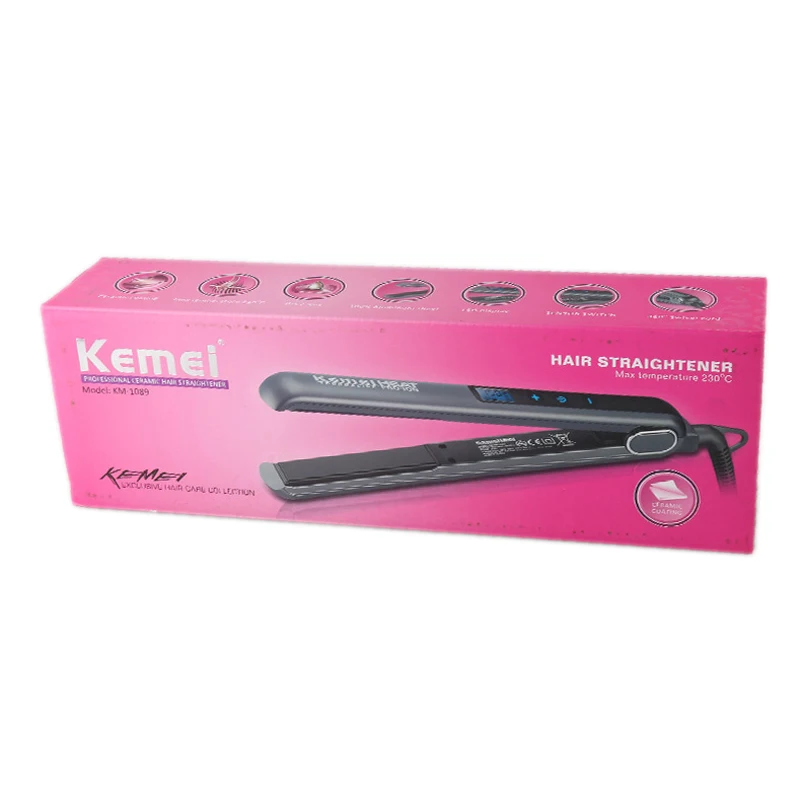 

Ceramic Coating Straightening Iron Hair Hair Straightener Flat Irons KM-1089 Kemei Touch Control