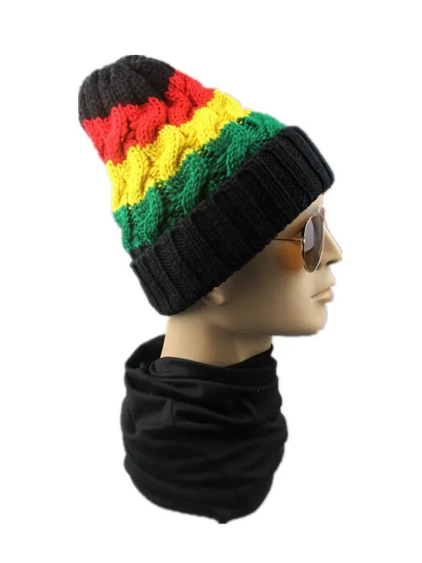 Bob Marley Jamaica Rasta Slouch Beanie шапка теплый берет зимняя шапка регги разноцветная полоса хип-хоп мешковатые