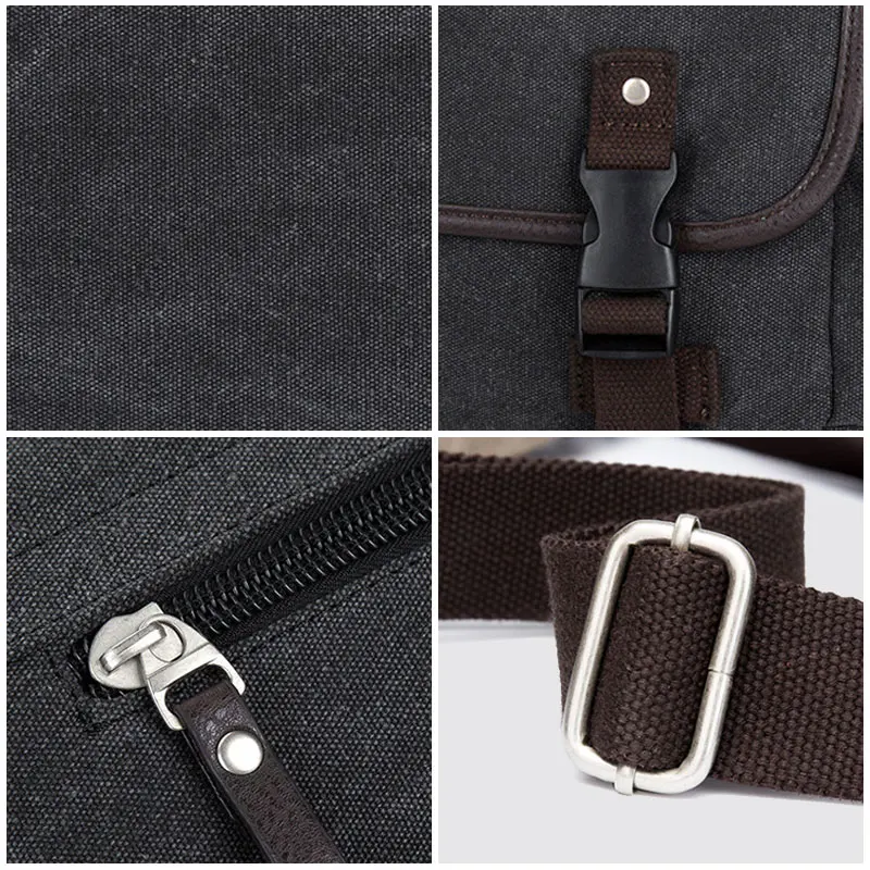 Bolso de hombro Vintage para hombre, bolso cruzado de viaje, bolso de mensajero de lona informal, bolso multifunción para ordenador portátil, bolso escolar Bolso de hombro Vintage para hombre, bolso cruzado de viaje, bolso de mensajero de lona informal, bolso multifunción para ordenador portátil, bolso escolar