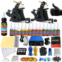 Solong tattoo Полный комплект татуировки 2 Пулемет Начинающий набор татуировки 14 чернил игла Захваты ноги лепесток Электропитание TK203-21