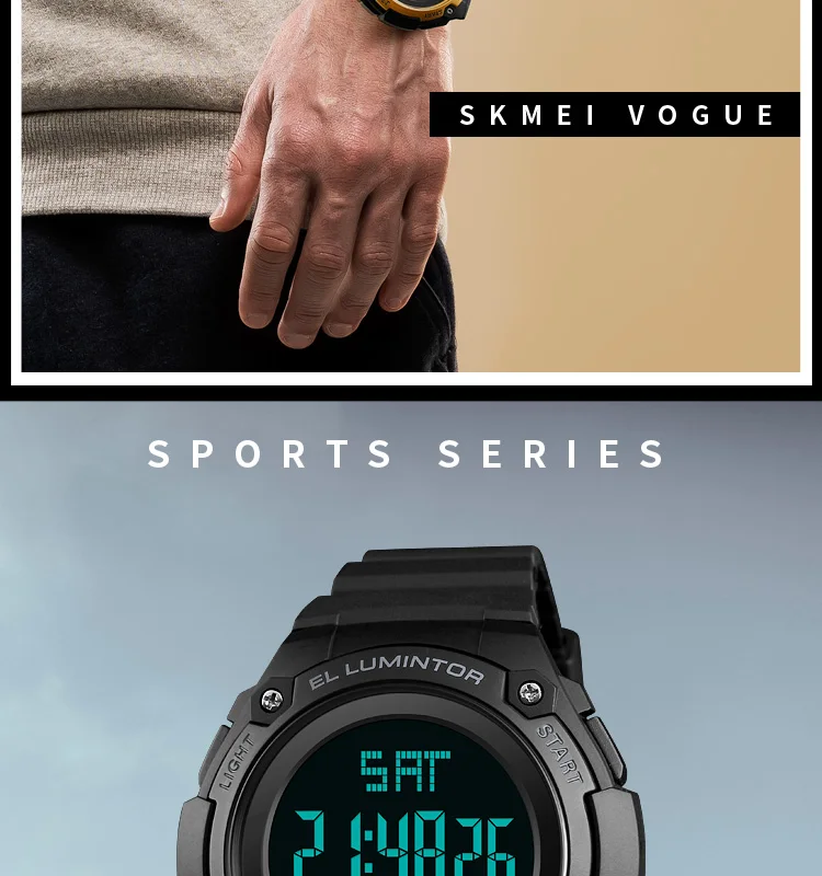 SKMEI, мужские часы, новая мода, Повседневный, водонепроницаемый, светодиодный, цифровой, для улицы, спортивные часы, мужские, многофункциональные, студенческие, наручные часы
