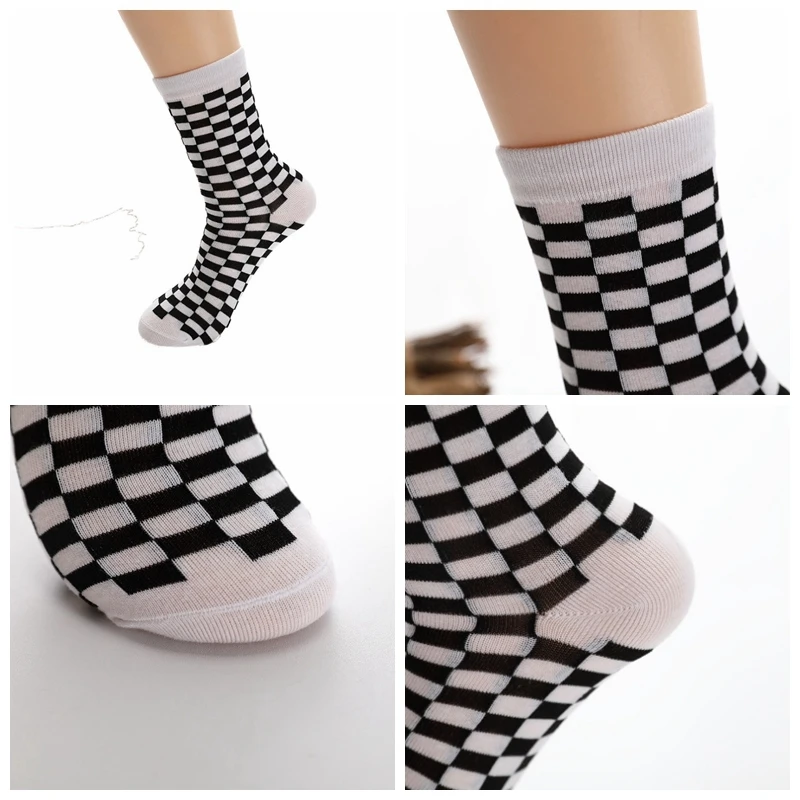 Новые корейские женские носки в стиле Харадзюку в клетку, геометрические клетчатые носки, мужские носки в стиле хип-хоп, хлопковые уличные носки унисекс, Новинка