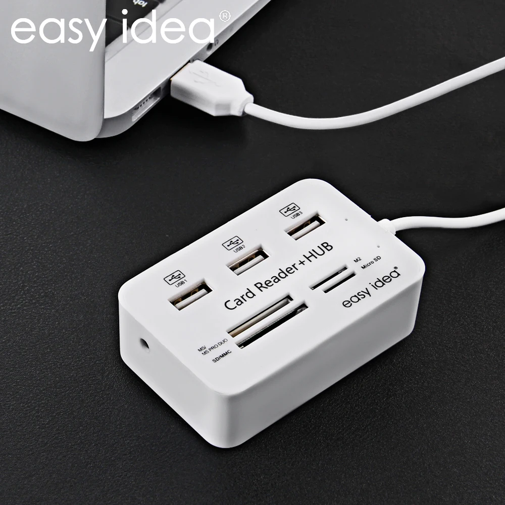 EASYIDEA мульти usb-хаб комбо 2,0 кард-ридер мини USB 2,0 концентратор портативный все в одном USB разветвитель адаптер для MS/M2/SD/MMC/TF