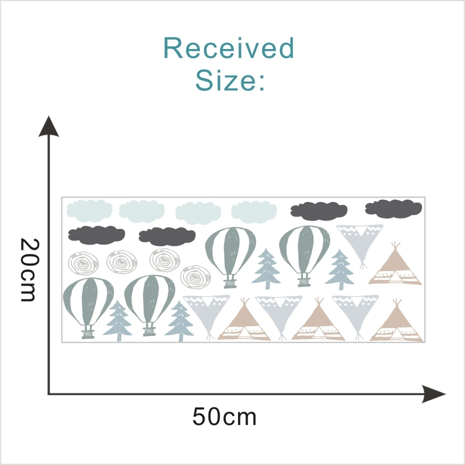 Nordic Style Tribal Balloon Teepee Tree and Cloud Wall Stickers  (2)