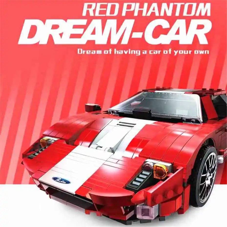 Xingbao 03011 Red Phantom Creator speed Champions Mustangs GTR Forrd GT500 строительные блоки автомобиль подарки модель игрушки 919 шт