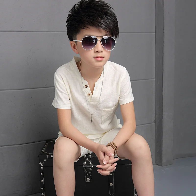 Children Clothing Boys Summer Suit 2017 Toddler Soft Linen Tracksuit