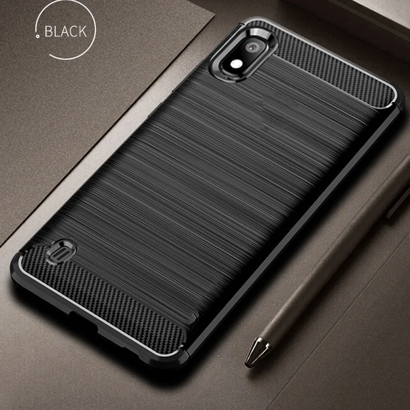 

For Samsung Galaxy A10 Case Carbon Fiber Cover Shockproof Phone Case On For Galaxy A 10 Cover 360 Full Protection Bumper Pouch