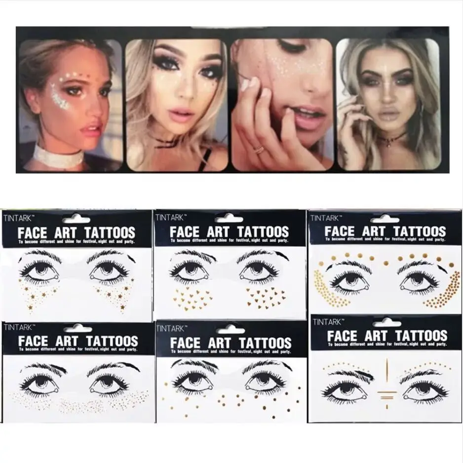 

Face Tattos Disposable Electronic Music Festival Fashion Bar Performance Makeup Nightclub Dance Party Bling Bling Body Tattoos