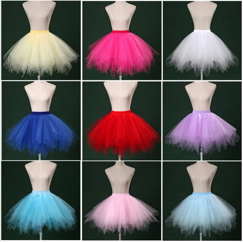 

New Colorful Petticoat Short Tulle Skirts Elastic Stretchy Ten Layers Womens Summer Adult Tutu Skirt Underskirt 2018 EE909