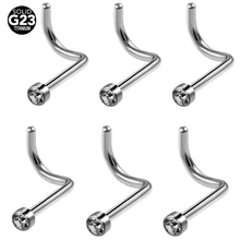 20 шт./лот G23 кольца в нос из титана с плоским хрустальным шариком пирсинг носа омблиго пирсинг носа септо кольца ювелирные изделия для тела