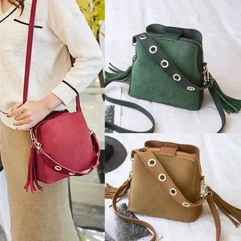 

Women Shoulder Bag PU Leather Tassels Zipper Handbag Girl Casual Messenger Bags New