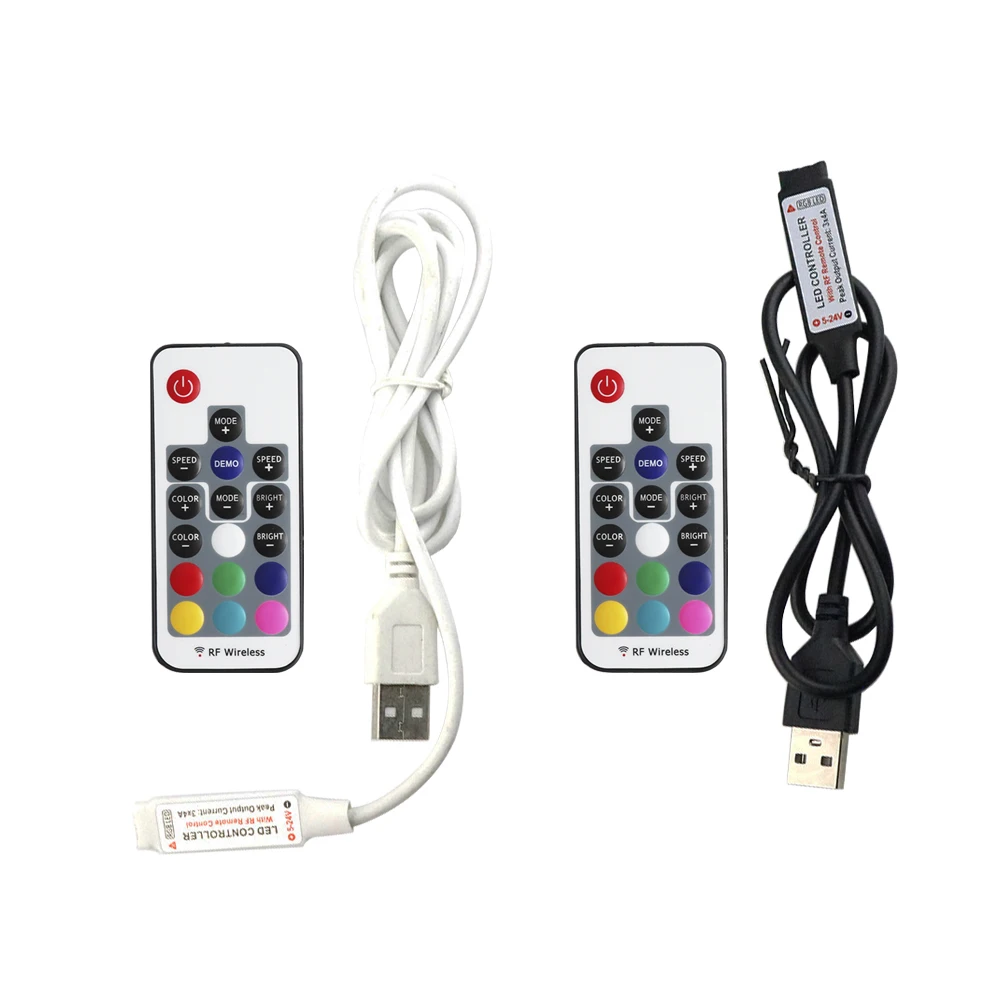USB RGB пульт дистанционного управления с 17 клавишами 5 В черный и белый