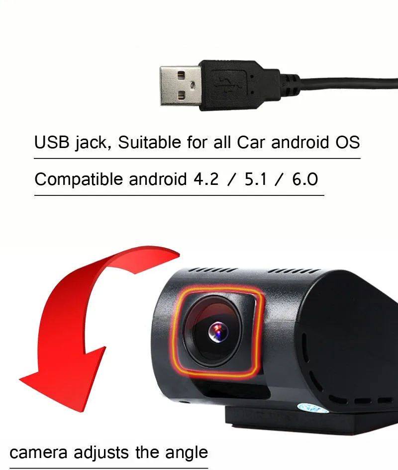 2 DIN Автомобильная камера USB Зеркало рекордер для Android 4,2/4,4/5,1./6,0 Автомобильная Передняя камера автомобиля вождения рекордер