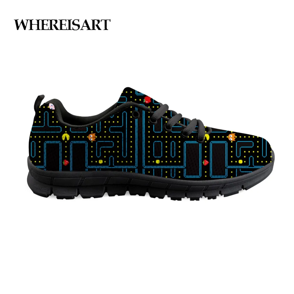 WHEREISART Новая обувь мужской Pacman Ретро видео игры печати Спортивная Для мужчин светильник Повседневное Tenis обувь для Для Мужчин Весенняя мужская обувь