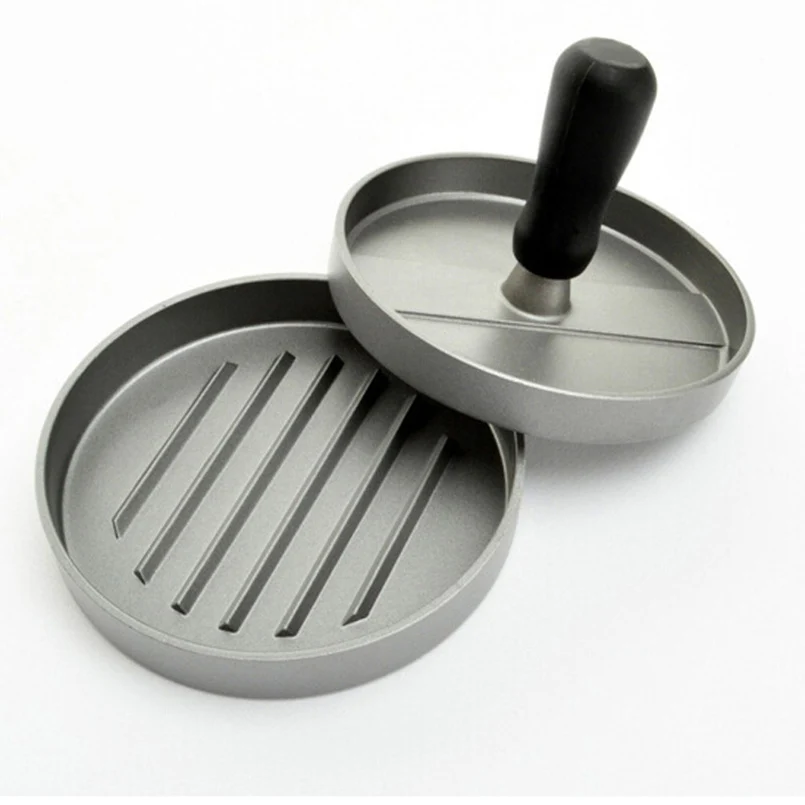 

Manual Hamburger Presses 11.7 * 9cm Alloy Burger Maker RoundShape Plastic handle Patty mould Meat Beef Sausage Grill Cutlets