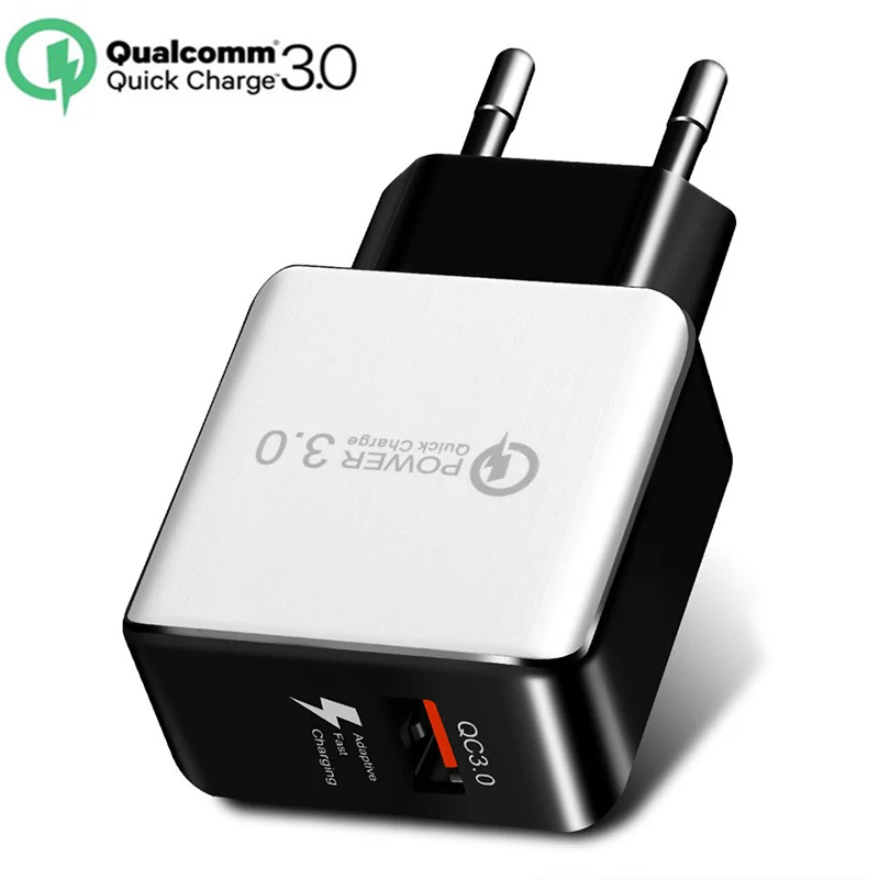 Быстрая зарядка QC3.0, зарядное устройство для мобильного телефона, USB, для путешествий, настенное, EU, US, зарядное устройство, для смартфона, быстрая зарядка для iPhone, samsung, Xiaomi, LG - Тип штекера: EU White