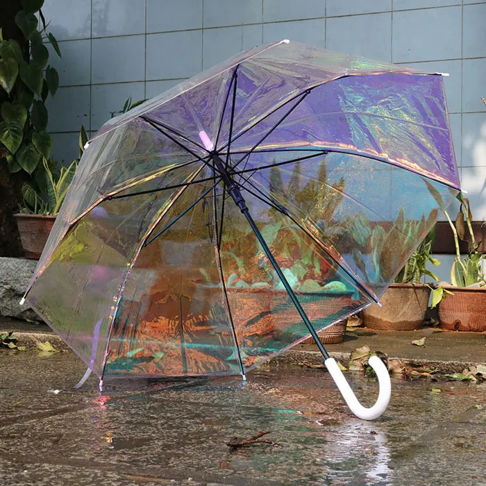 Прозрачный Зонт от дождя с длинной ручкой Modis Tous Young women цветной сменный прозрачный зонтик - Цвет: white handle