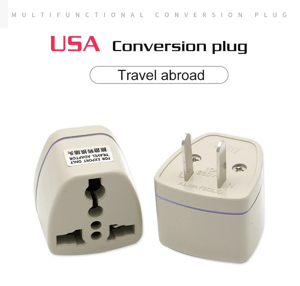 Multifunctional EU UK AU to USA Plugs adapter Power Converter Plugs 2 Pin Socket EU to America Travel Charger Adapter Converter (7)
