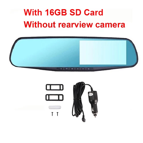 Full HD Автомобильный видеорегистратор 4,3 1080P дюймов Автомобильная камера с двумя объективами видеорегистратор ночное видение g-сенсор регистратор видеорегистратор dvr - Название цвета: With 16G TF Card