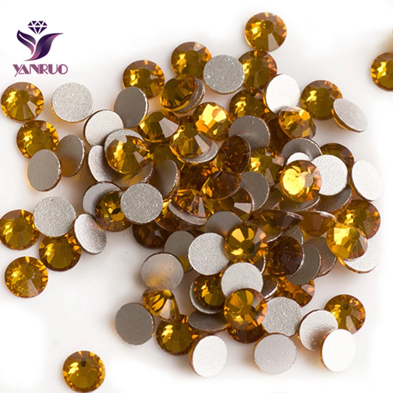 YANRUO Topaz цветные кристаллы для рукоделия без горячей фиксации стразы с плоской
