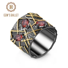 GEM'S балетные 925 пробы, Серебряные Оригинальные винтажные кольца с крестом, 0.94Ct, натуральный гранат, кольцо с камнями для женщин, хорошее ювелирное изделие