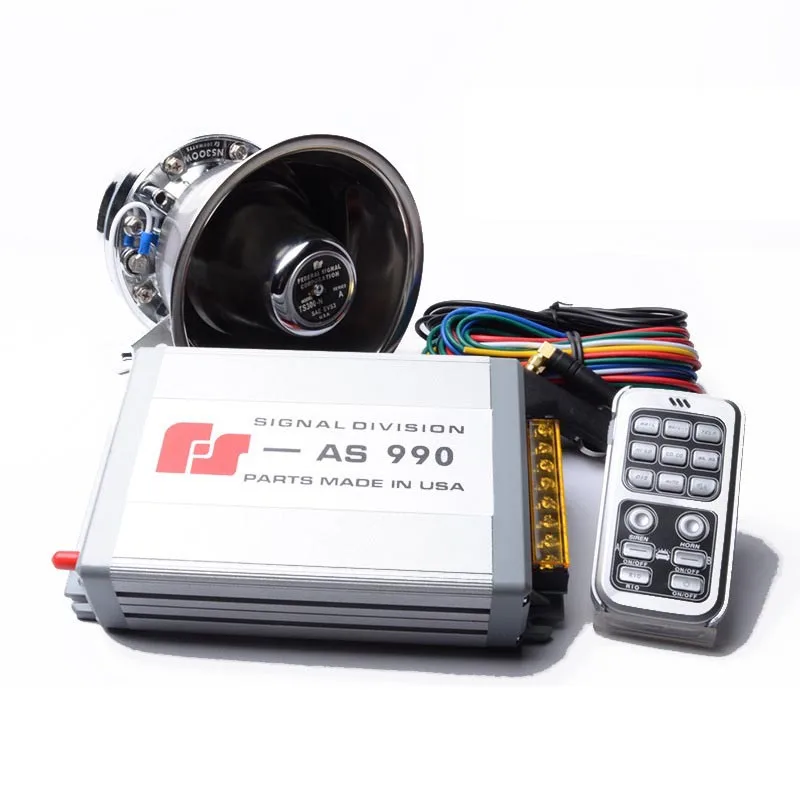 

Police Siren 200W Car Alarm Siren Horn AS990 Wireless Remote Stainless Steel Police Horn Megaphone Speaker Police Siren For Car