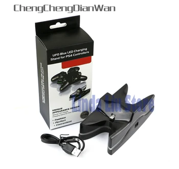 

ChengChengDianWan Charger Stand for PlayStation 4 PS4 Controller Charging Blue LED with USB Cable Gameing Accessories