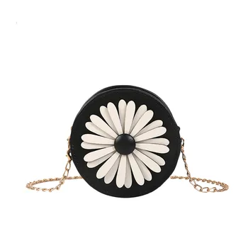 

New Elegant Shoulder Bag Women Wild Simple Messenger Bag For Girls Women Cute Wild Shoulder Chain Flower Small Round Bag K704