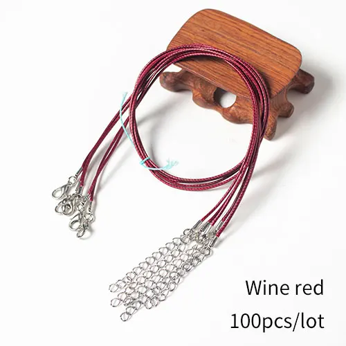 120 шт./лот, 1,5 мм, кожаные цепочки, ожерелья, браслеты, подвески, фурнитура, застежка-карабин, шнур 18" - Цвет: Wine red 120pcs